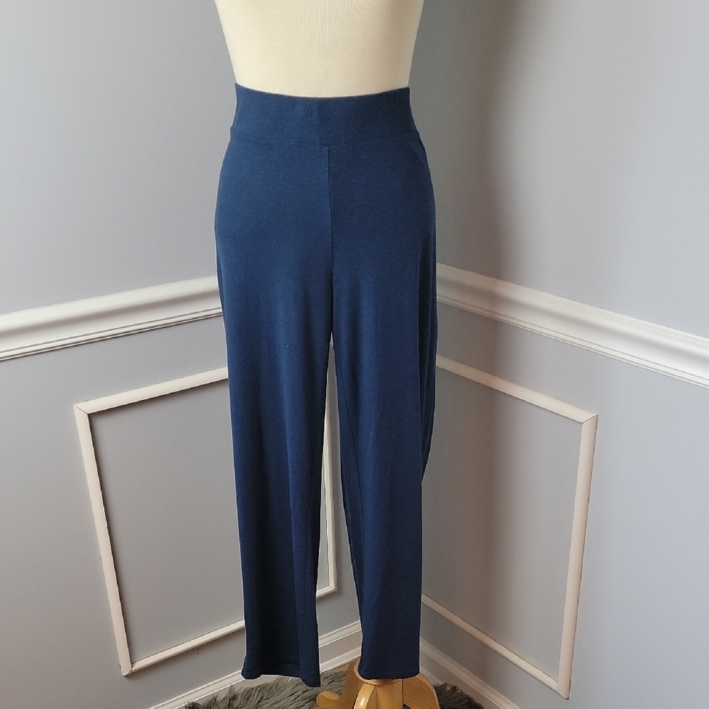 J.JILL Pure Jill Indigo Blue Linen Blend Elastic Waist Boho‎ Activewear Pants M